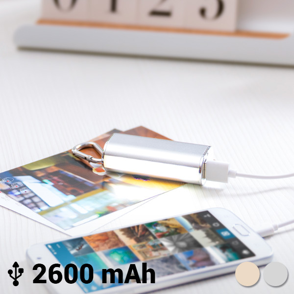 Powerbanka s karabinou 2600 mAh 144943 - Zlatý Powerbanka s karabinou 2600 mAh 144943 - Zlatý