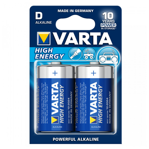 Alkalická baterie Varta LR20 D 1,5 V 16500 mAh High Energy (2 pcs) Modrý Alkalická baterie Varta LR20 D 1,5 V 16500 mAh High Energy (2 pcs) Modrý