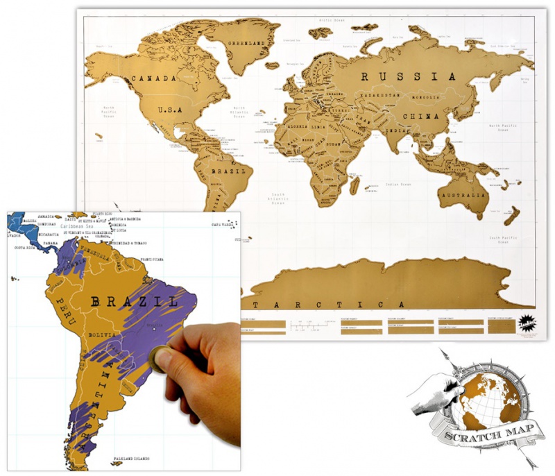Stírací mapa světa Stírací mapa světa