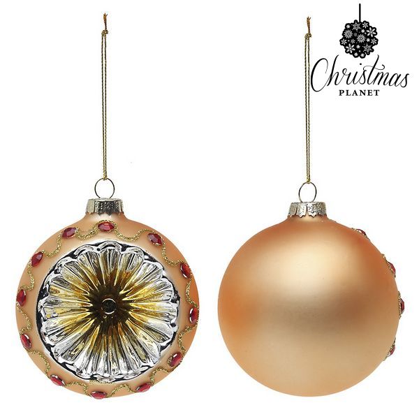 Vánoční koule Christmas Planet 1730 8 cm (2 uds) Sklo Zlatá Vánoční koule Christmas Planet 1730 8 cm (2 uds) Sklo Zlatá
