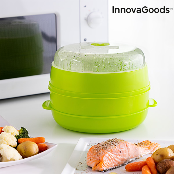 Dvojitý Napařovač do Mikrovlnné Trouby Fresh InnovaGoods Dvojitý Napařovač do Mikrovlnné Trouby Fresh InnovaGoods