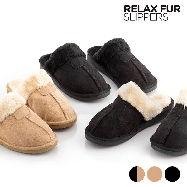 Pantofle Relax Fur - Černý, 41 Pantofle Relax Fur - Černý, 41