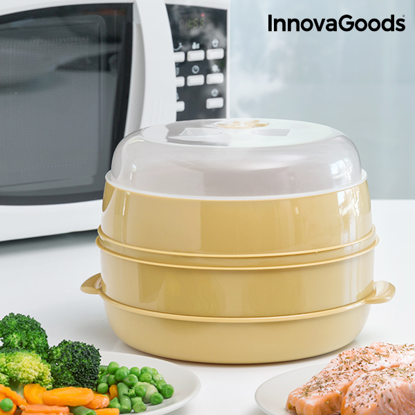 Dvoupatrový Napařovač do Mikrovlnné Trouby InnovaGoods Dvoupatrový Napařovač do Mikrovlnné Trouby InnovaGoods