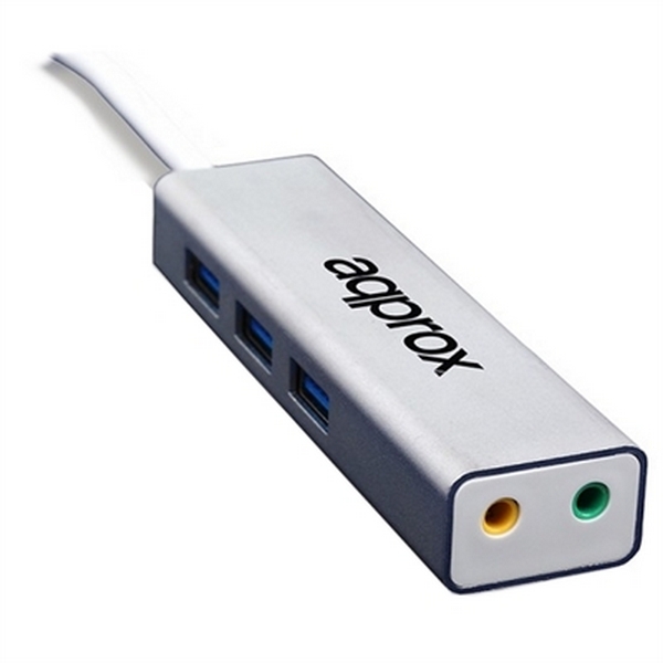Externí zvuková karta approx! APPUSB51HUB USB 3.0 3.5 mm Šedý Externí zvuková karta approx! APPUSB51HUB USB 3.0 3.5 mm Šedý