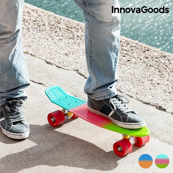Skateboard Mini Cruiser InnovaGoods (4 kolečka) - Tříbarevné Skateboard Mini Cruiser InnovaGoods (4 kolečka) - Tříbarevné