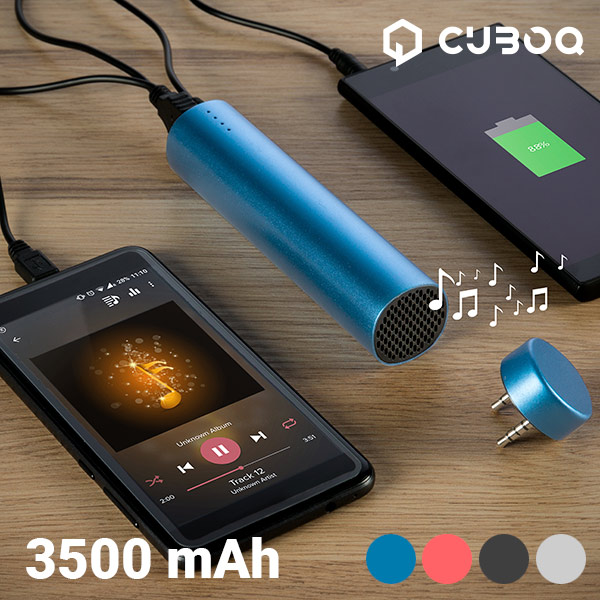 CuboQ Powerbank s Reproduktorem 3500 mAh - Modrý CuboQ Powerbank s Reproduktorem 3500 mAh - Modrý