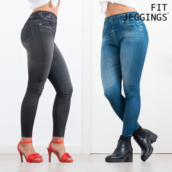 Džínové Legíny Fitjeggings - Modrý, L/XL Džínové Legíny Fitjeggings - Modrý, L/XL
