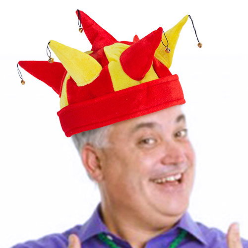 Šaškův klobouk v barvách Španělska s rolničkami Šaškův klobouk v barvách Španělska s rolničkami