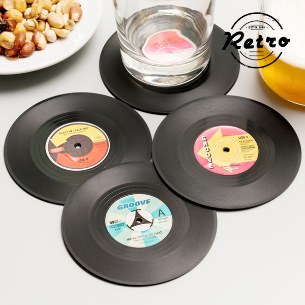 Retro Podložky pod Hrnky Vinylová Deska (4 kusy) Retro Podložky pod Hrnky Vinylová Deska (4 kusy)