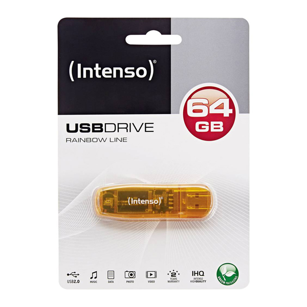USB flash disk INTENSO 3502490 USB 2.0 64 GB Oranžový USB flash disk INTENSO 3502490 USB 2.0 64 GB Oranžový