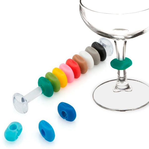 Rozlišovač Skleniček na Víno (12 pcs) 144505 - Vícebarevný Rozlišovač Skleniček na Víno (12 pcs) 144505 - Vícebarevný