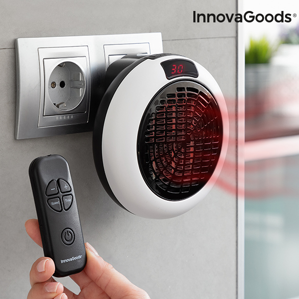 Keramický Teplovzdušný Ventilátor do Zásuvky s Dálkovým Ovládáním InnovaGoods 600 W Keramický Teplovzdušný Ventilátor do Zásuvky s Dálkovým Ovládáním InnovaGoods 600 W