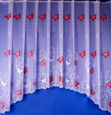 Záclona s barevným vzorem motýlků 160x300 cm - červená