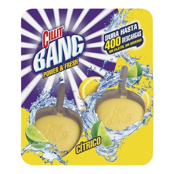 WC Blok bez Mřížky Cillit Bang Power & Fresh Max Citrus (2 kusy) - x1 WC Blok bez Mřížky Cillit Bang Power & Fresh Max Citrus (2 kusy) - x1