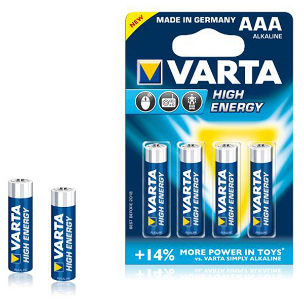 Alkalická baterie Varta LR03 1,5 V AAA High Energy (4 pcs) Modrý Alkalická baterie Varta LR03 1,5 V AAA High Energy (4 pcs) Modrý