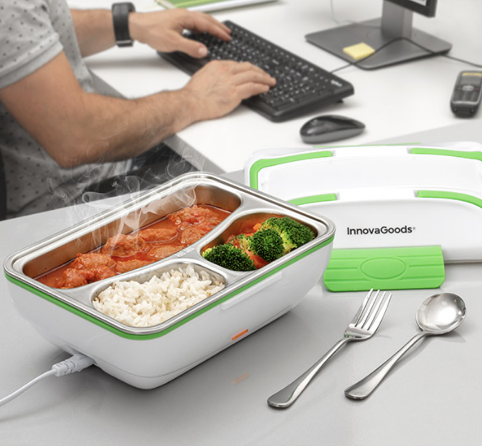 Elektrická Krabička na Jídlo Pro InnovaGoods 50 W Bílo-zelená Elektrická Krabička na Jídlo Pro InnovaGoods 50 W Bílo-zelená