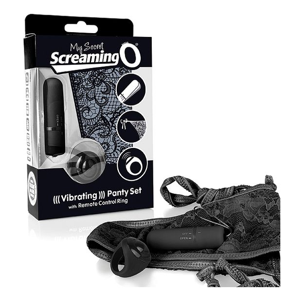 Černé kalhotky s vibrátorem typu bullet na dálkové ovládání The Screaming O SCPNTY-BL-110 Černé kalhotky s vibrátorem typu bullet na dálkové ovládání The Screaming O SCPNTY-BL-110