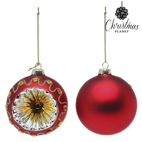 Vánoční koule Christmas Planet 1662 8 cm (2 uds) Sklo Červený Vánoční koule Christmas Planet 1662 8 cm (2 uds) Sklo Červený