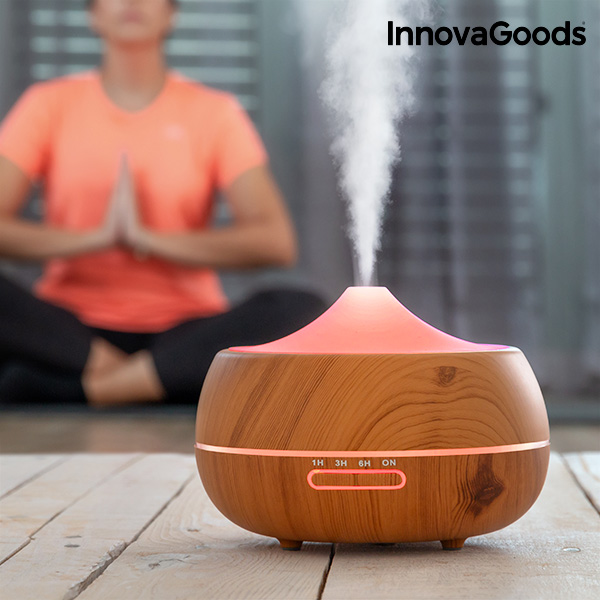 Zvlhčovač Vzduchu s Aromadifuzérem LED Wooden-Effect InnovaGoods Zvlhčovač Vzduchu s Aromadifuzérem LED Wooden-Effect InnovaGoods