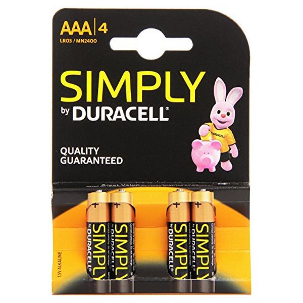 Alkalické Baterie DURACELL Simply DURSIMLR3P4B LR03 AAA 1.5V (4 pcs) Alkalické Baterie DURACELL Simply DURSIMLR3P4B LR03 AAA 1.5V (4 pcs)