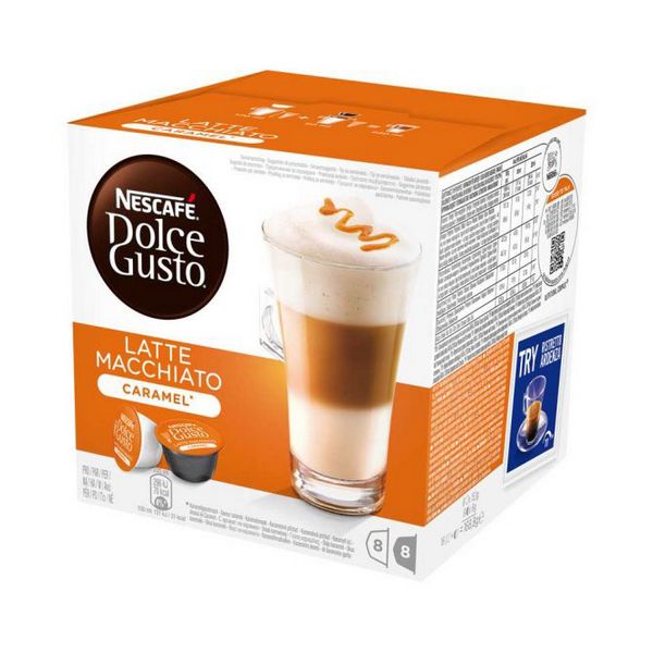 Kávové kapsle s pouzdrem Nescafé Dolce Gusto 24191 Latte Macchiato (16 uds) Karamelová Kávové kapsle s pouzdrem Nescafé Dolce Gusto 24191 Latte Macchiato (16 uds) Karamelová