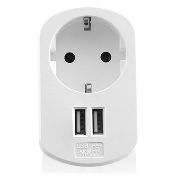 Zástrčka se 2 USB Porty Ewent EW1211 3,1 A Zástrčka se 2 USB Porty Ewent EW1211 3,1 A